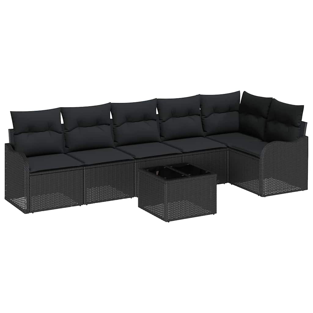Havesofa Sæt med pude med opbevaring 7 pcs Beige Poly rattan