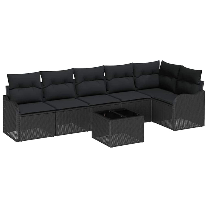 Havesofa Sæt med pude med opbevaring 7 pcs Beige Poly rattan