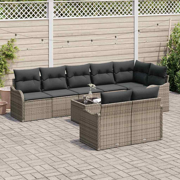Havesofa Sæt 9 stk. Grå polyrattan