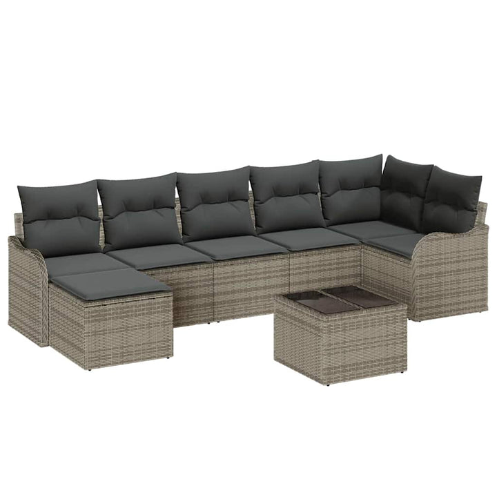 Havesofa Sæt med pude 8 pcs Grå Poly rattan