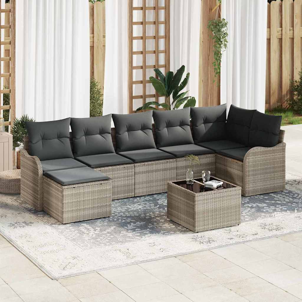 Havesofa Sæt 8 stk. Lysegrå polyrattan