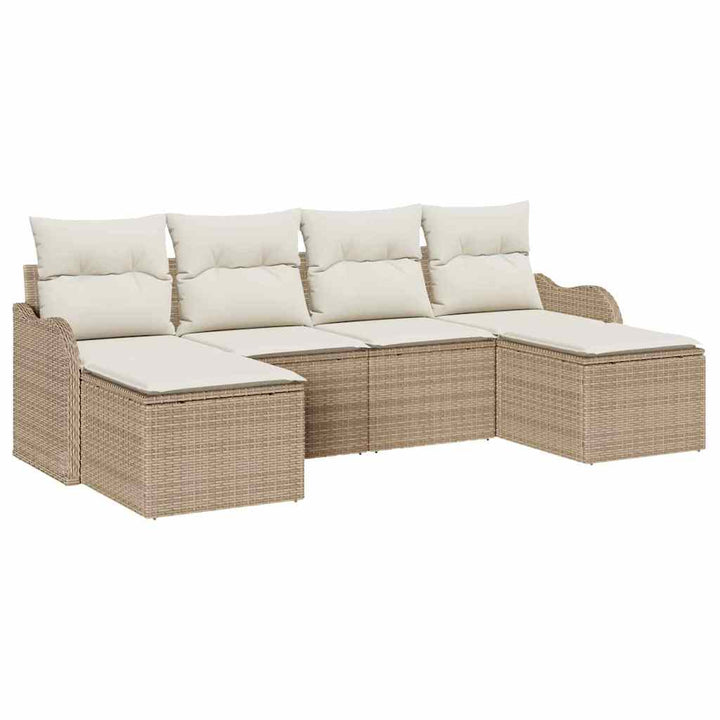 Havesofa Sæt 6 stk. Beige og hvid polyrattan