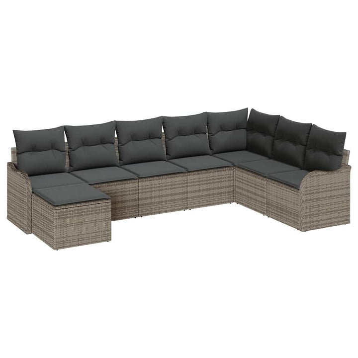 Havesofa Sæt med pude 8 pcs Grå Poly rattan