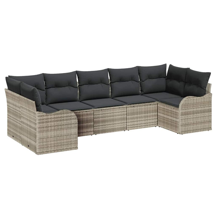 Havesofa Sæt med opbevaring 7 pcs Lysegrå Poly rattan