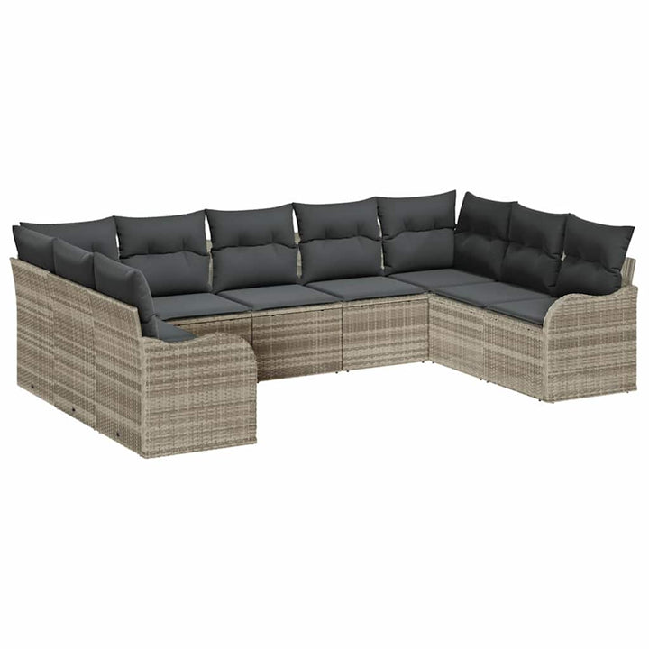 Havesofa Sæt med opbevaring 9 pcs Lysegrå polyrattan