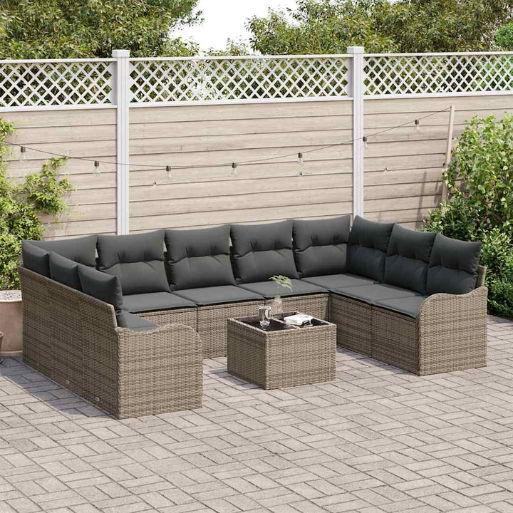 Havesofa Sæt 10 stk. Grå polyrattan