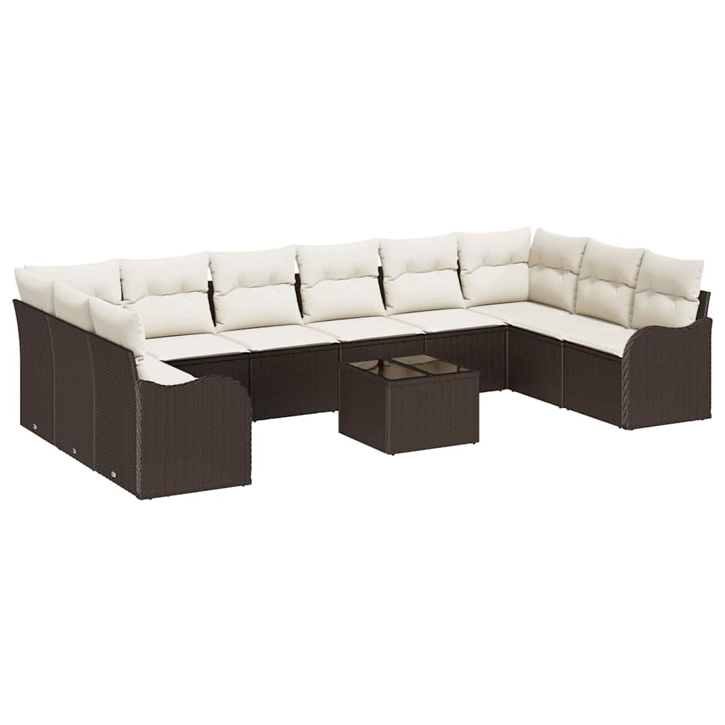 Havesofa Sæt 11 stk. Brun og hvid polyrattan