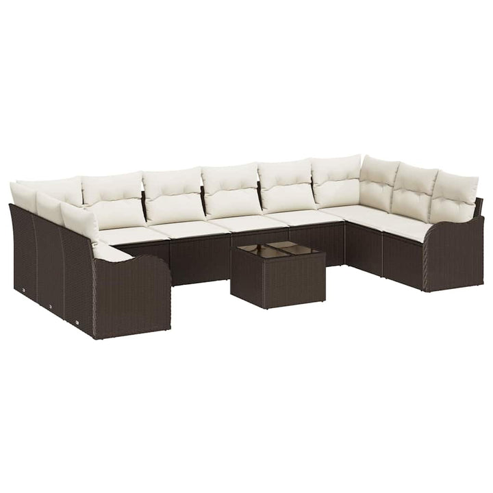 Havesofa Sæt 11 stk. Brun og hvid polyrattan