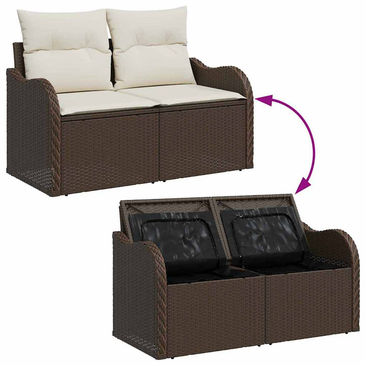 Havesofa Sæt 11 stk. Brun og hvid polyrattan