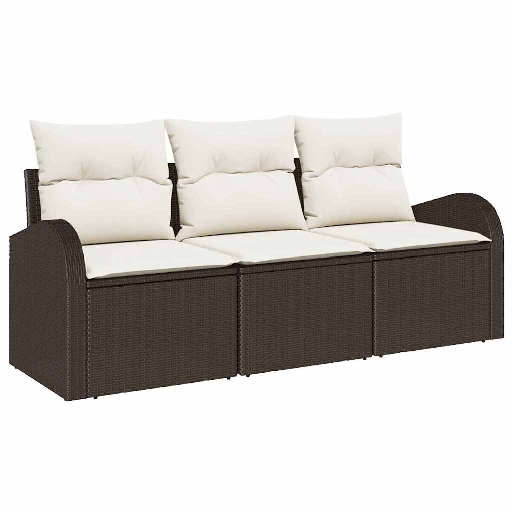Havesofa Sæt 3 stk. Brun og hvid Poly rattan