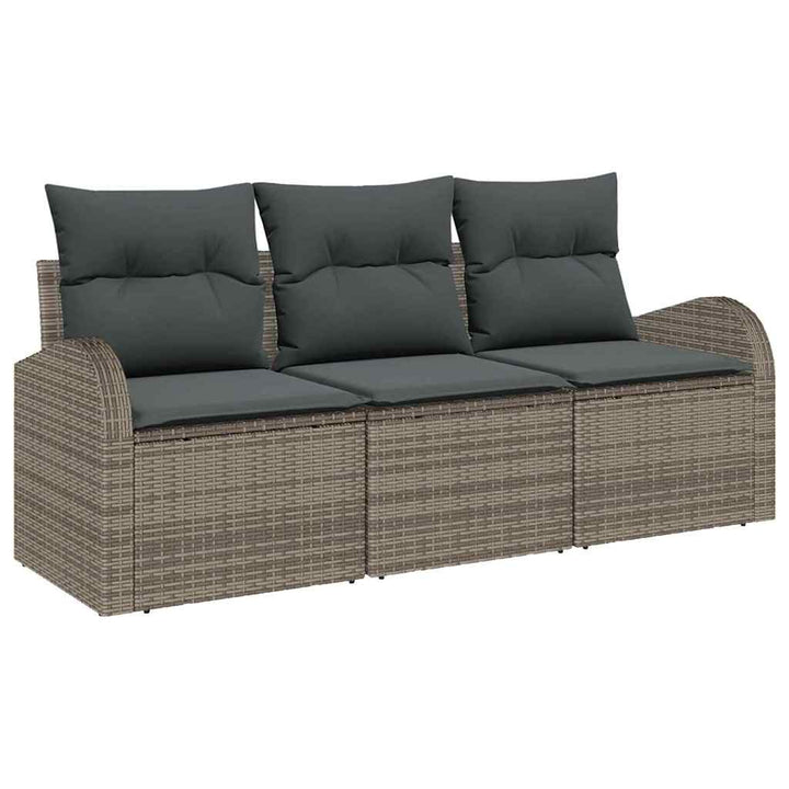 Havesofa Sæt 3 stk. Grå Poly rattan