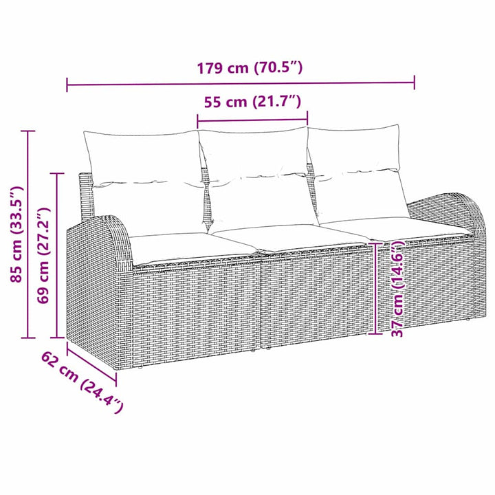 Havesofa Sæt 3 stk. Beige og hvid Poly rattan