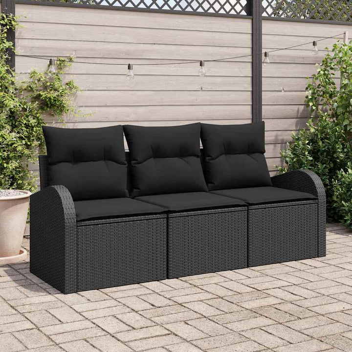 Havesofa Sæt 3 stk. Sort Poly rattan