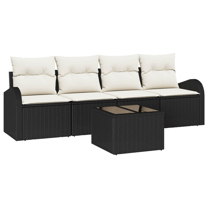 Havesofa Sæt 5 pcs 4-Seater Sort og Cream polyrattan