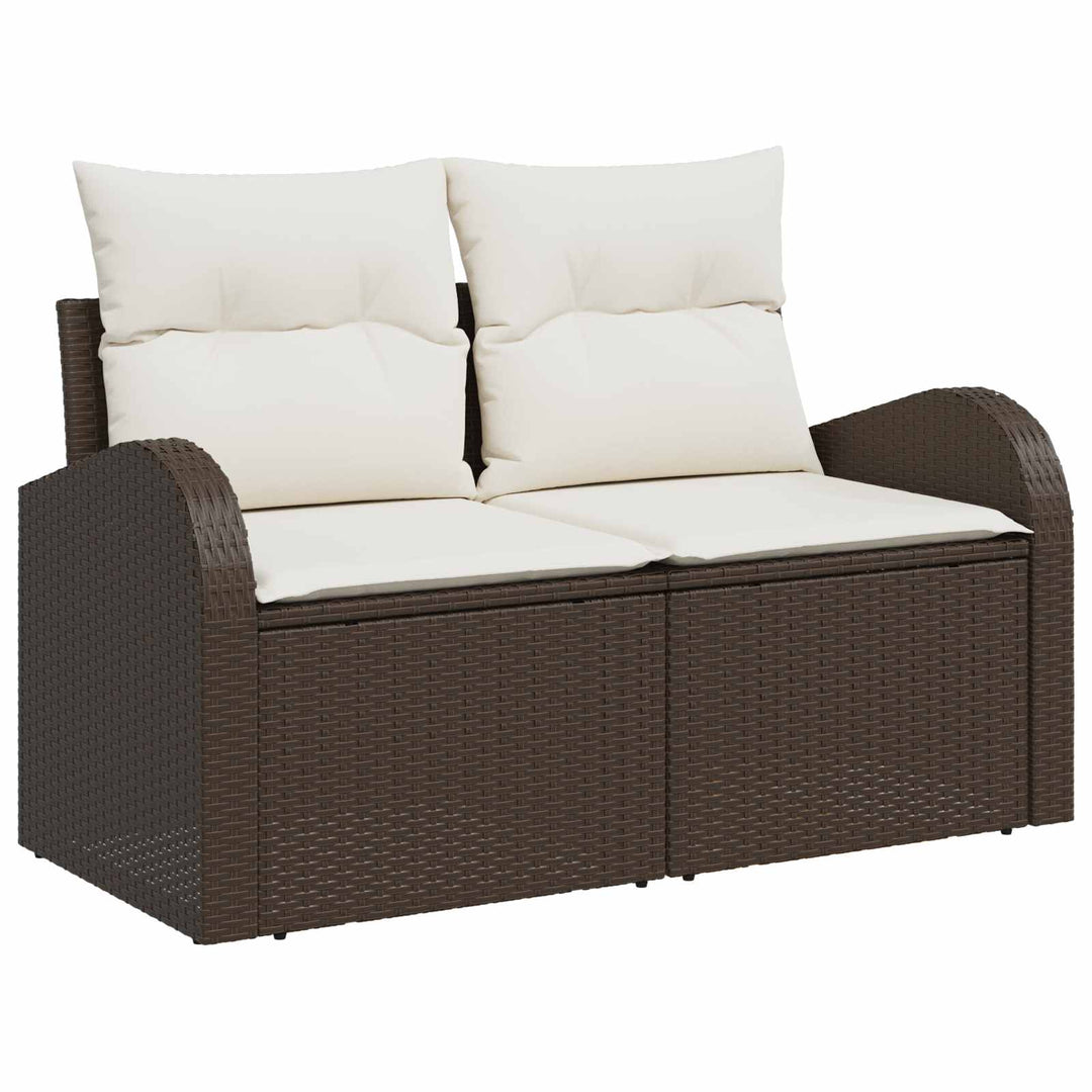 Havesofa Sæt 5 pcs 4-Seater Brun og cremefarvet polyrattan