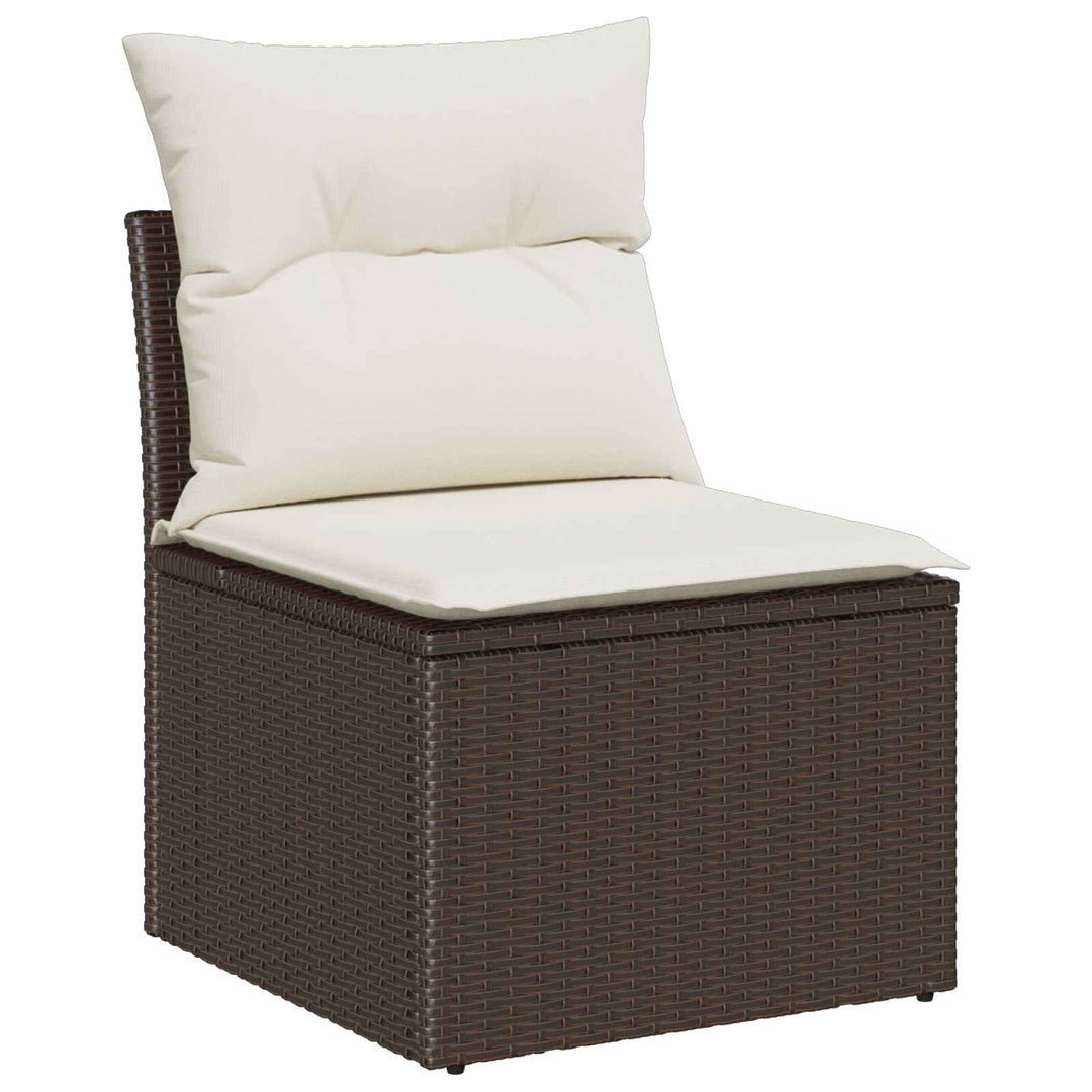 Havesofa Sæt 5 pcs 4-Seater Brun og cremefarvet polyrattan