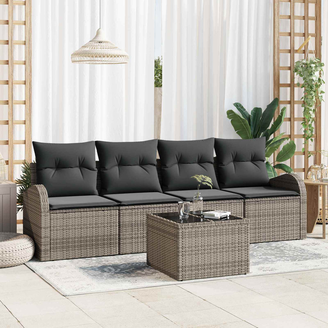 Havesofa Sæt 5 pcs 4-Seater Grå polyrattan