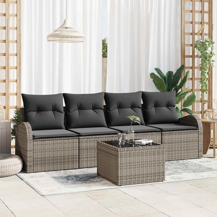 Havesofa Sæt 5 pcs 4-Seater Grå polyrattan