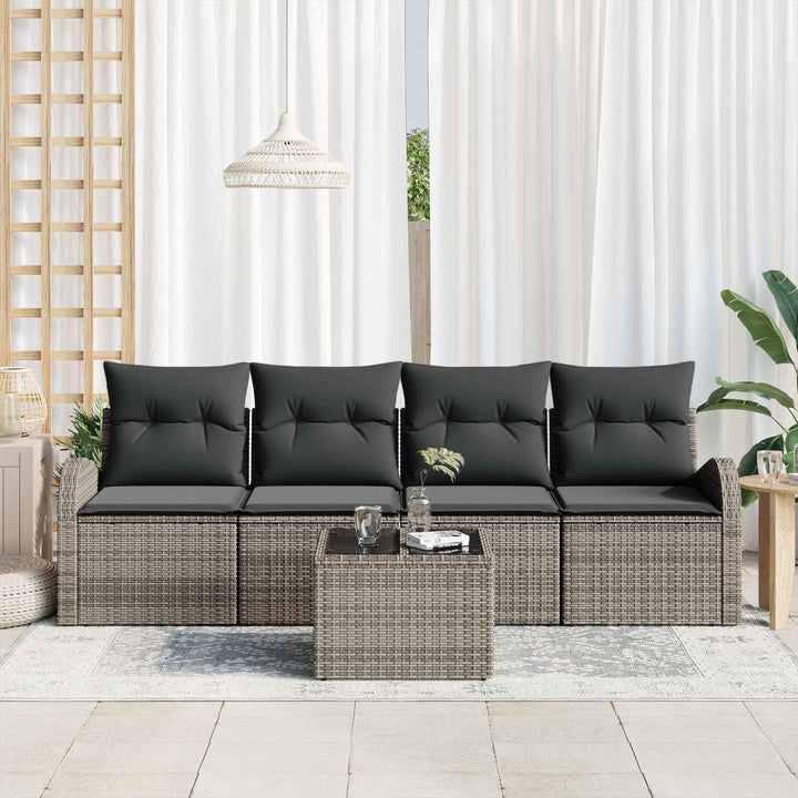 Havesofa Sæt 5 pcs 4-Seater Grå polyrattan