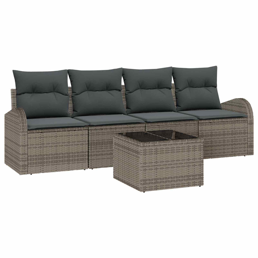 Havesofa Sæt 5 pcs 4-Seater Grå polyrattan