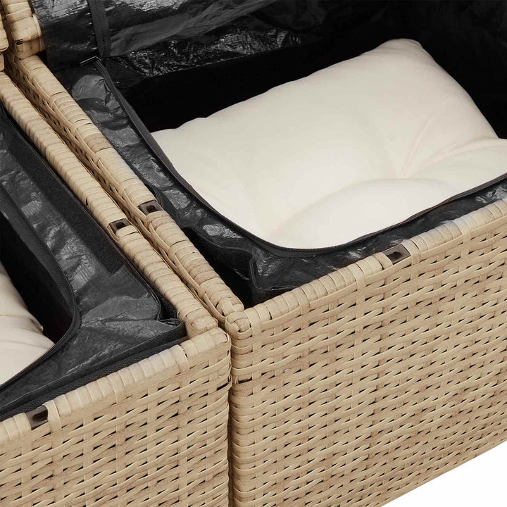 Havesofa Sæt 5 pcs 4-Seater Beige og creme polyrattan