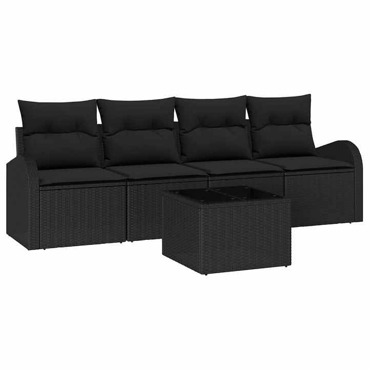 Havesofa Sæt 5 stk. 4-Antal sæder Sort polyrattan