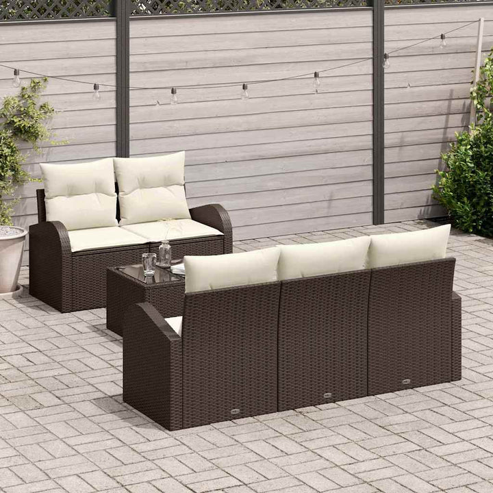 Havesofa Sæt 6 stk. 5-Antal sæder Brun og Creme polyrattan