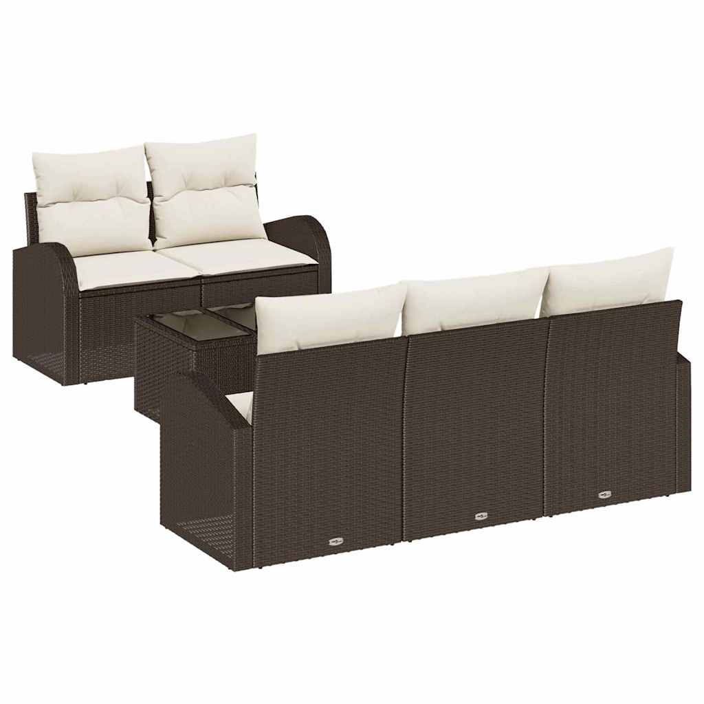 Havesofa Sæt 6 stk. 5-Antal sæder Brun og Creme polyrattan