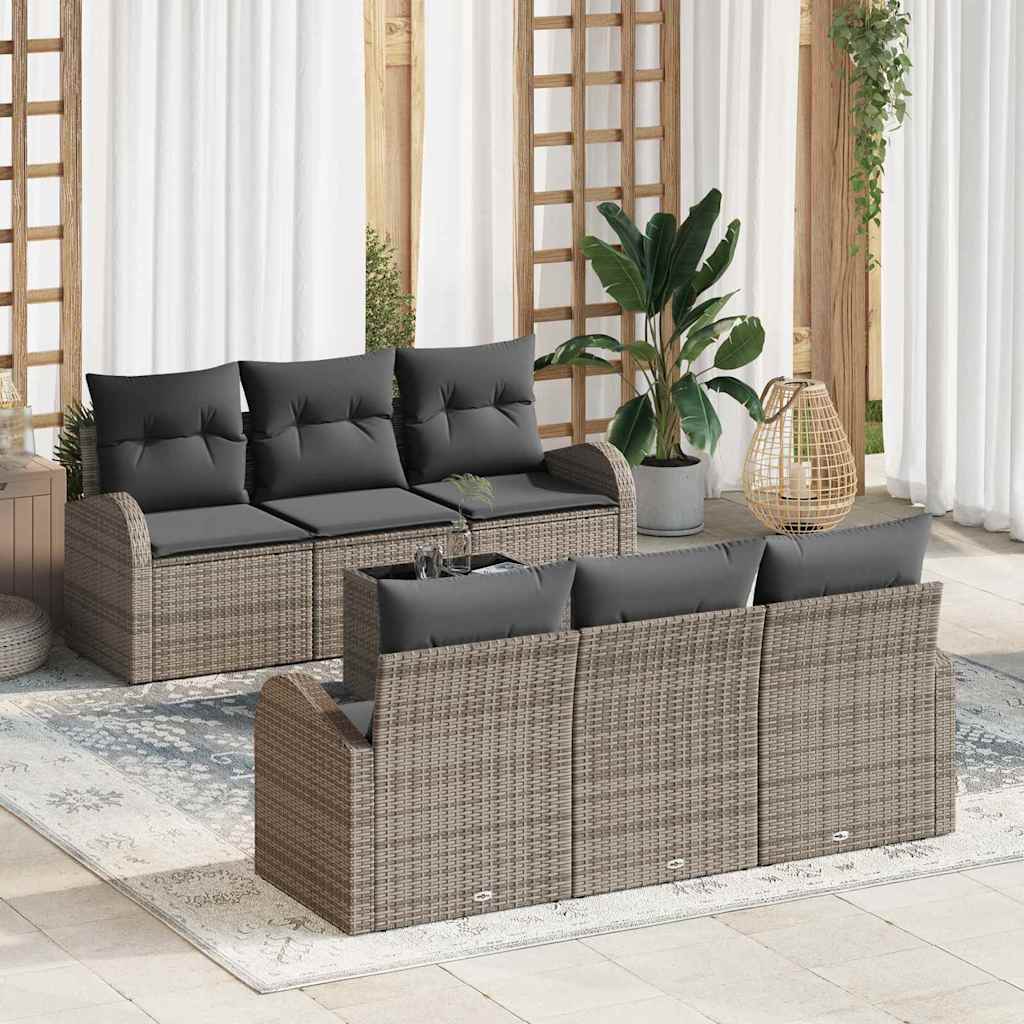Havesofa Sæt 7 stk. 6-Antal sæder Grå polyrattan
