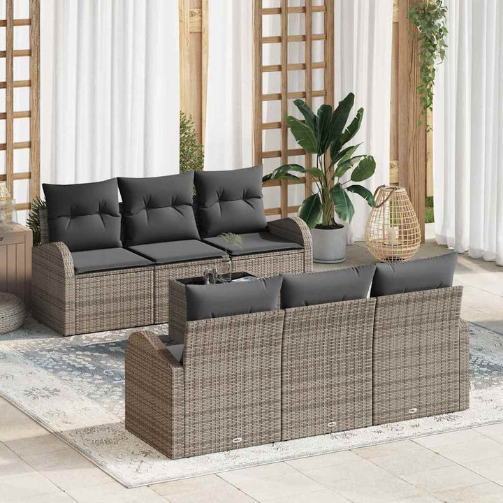 Havesofa Sæt 7 stk. 6-Antal sæder Grå polyrattan