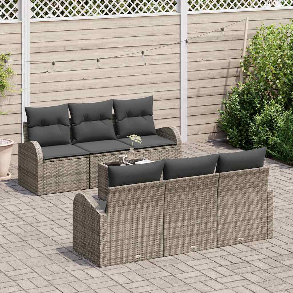 Havesofa Sæt 7 stk. 6-Antal sæder Grå polyrattan