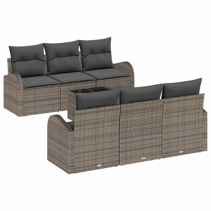 Havesofa Sæt 7 stk. 6-Antal sæder Grå polyrattan