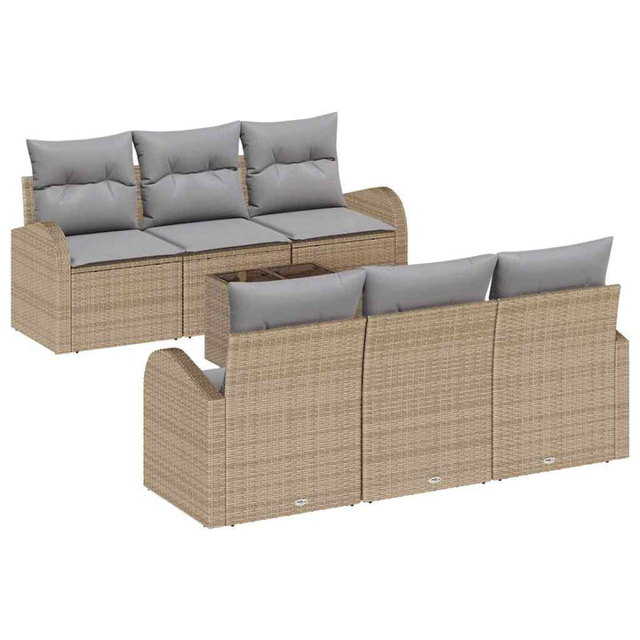 Havesofa Sæt 7 stk. 6-Antal sæder Beige og grå polyrattan