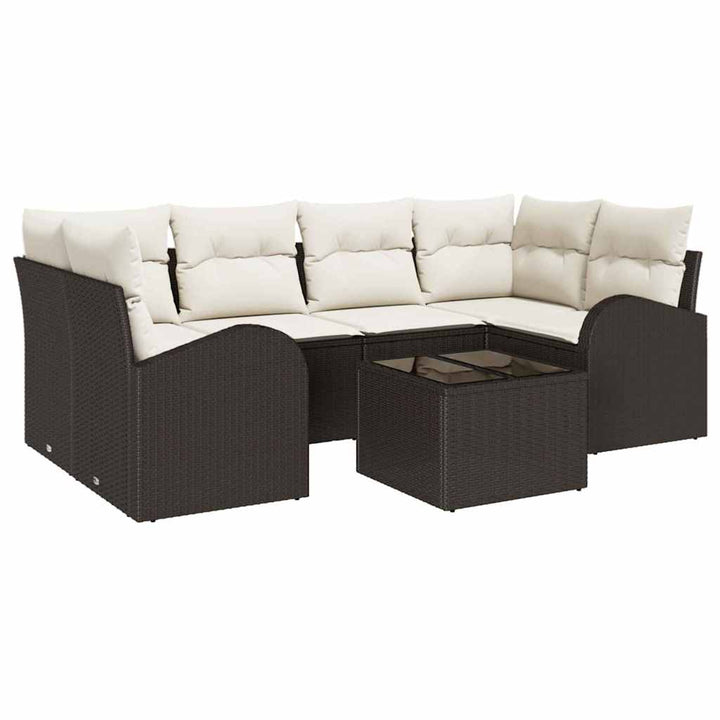 Havesofa Sæt 7 stk. 6-Antal sæder Brun og Creme polyrattan