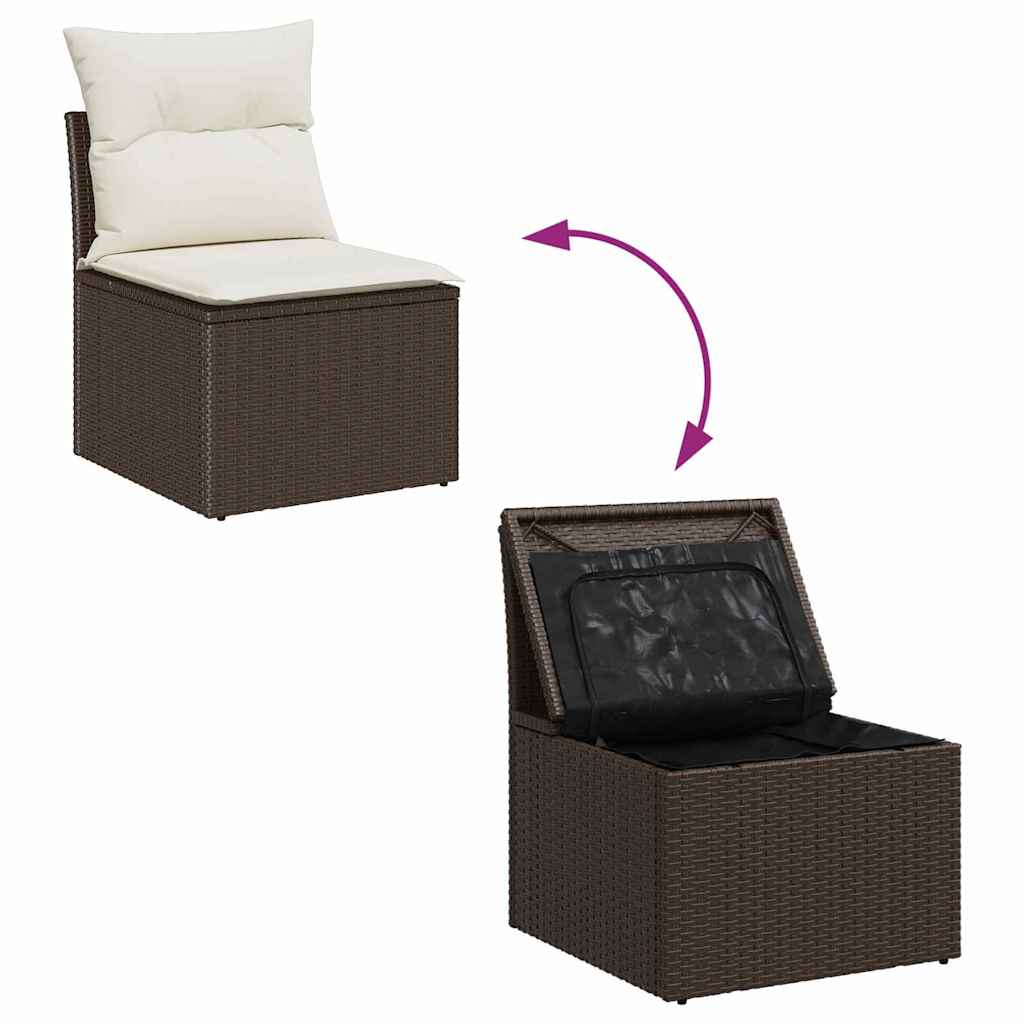 Havesofa Sæt 7 stk. 6-Antal sæder Brun og Creme polyrattan