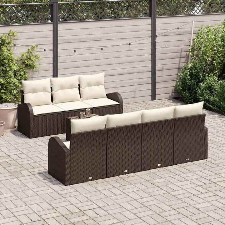 Havesofa Sæt 8 stk. 7-Antal sæder Brun og Creme polyrattan