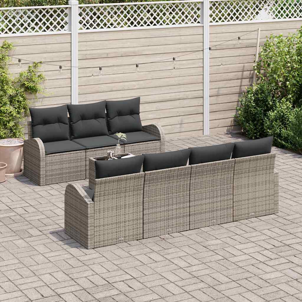 Havesofa Sæt 8 stk. 7-Antal sæder Grå polyrattan