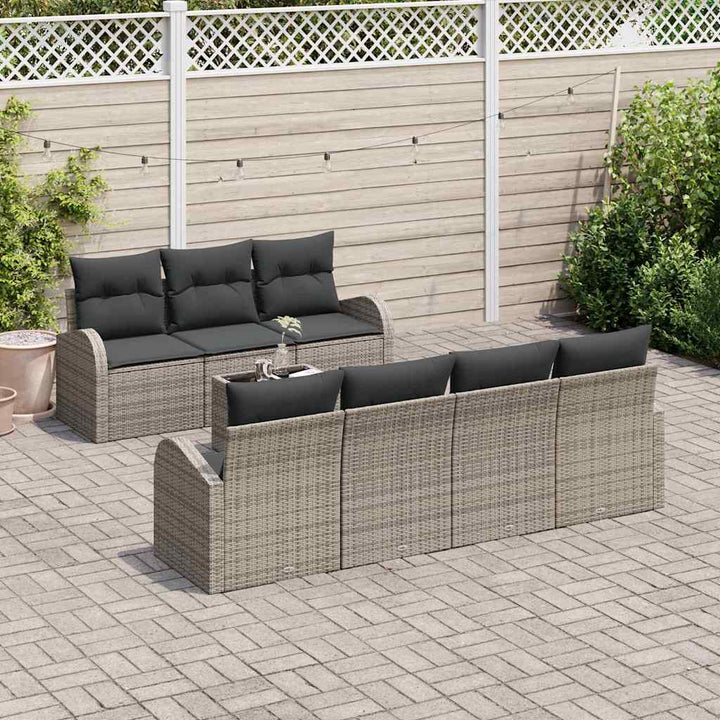 Havesofa Sæt 8 stk. 7-Antal sæder Grå polyrattan