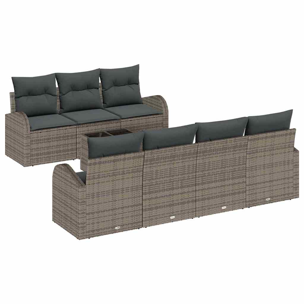 Havesofa Sæt 8 stk. 7-Antal sæder Grå polyrattan