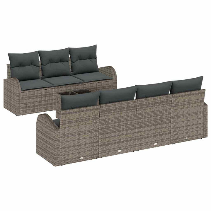 Havesofa Sæt 8 stk. 7-Antal sæder Grå polyrattan