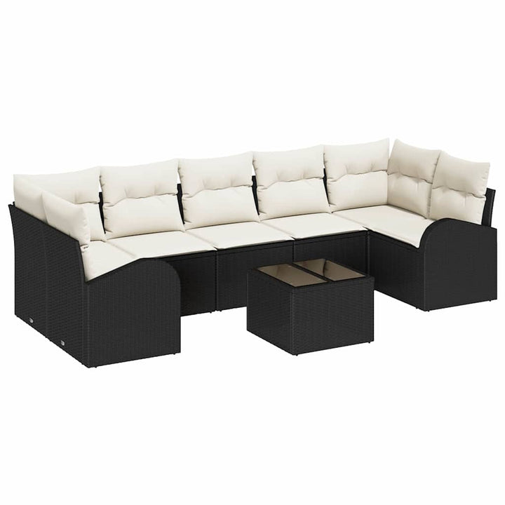 Havesofa Sæt 8 stk. 7-Antal sæder Sort og Cream polyrattan