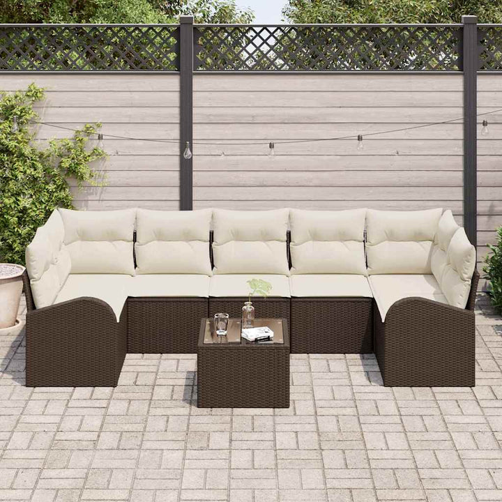Havesofa Sæt 8 stk. 7-Antal sæder Brun og Creme polyrattan