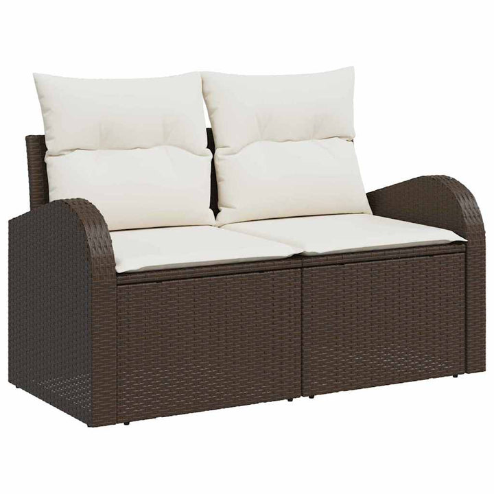 Havesofa Sæt 8 stk. 7-Antal sæder Brun og Creme polyrattan
