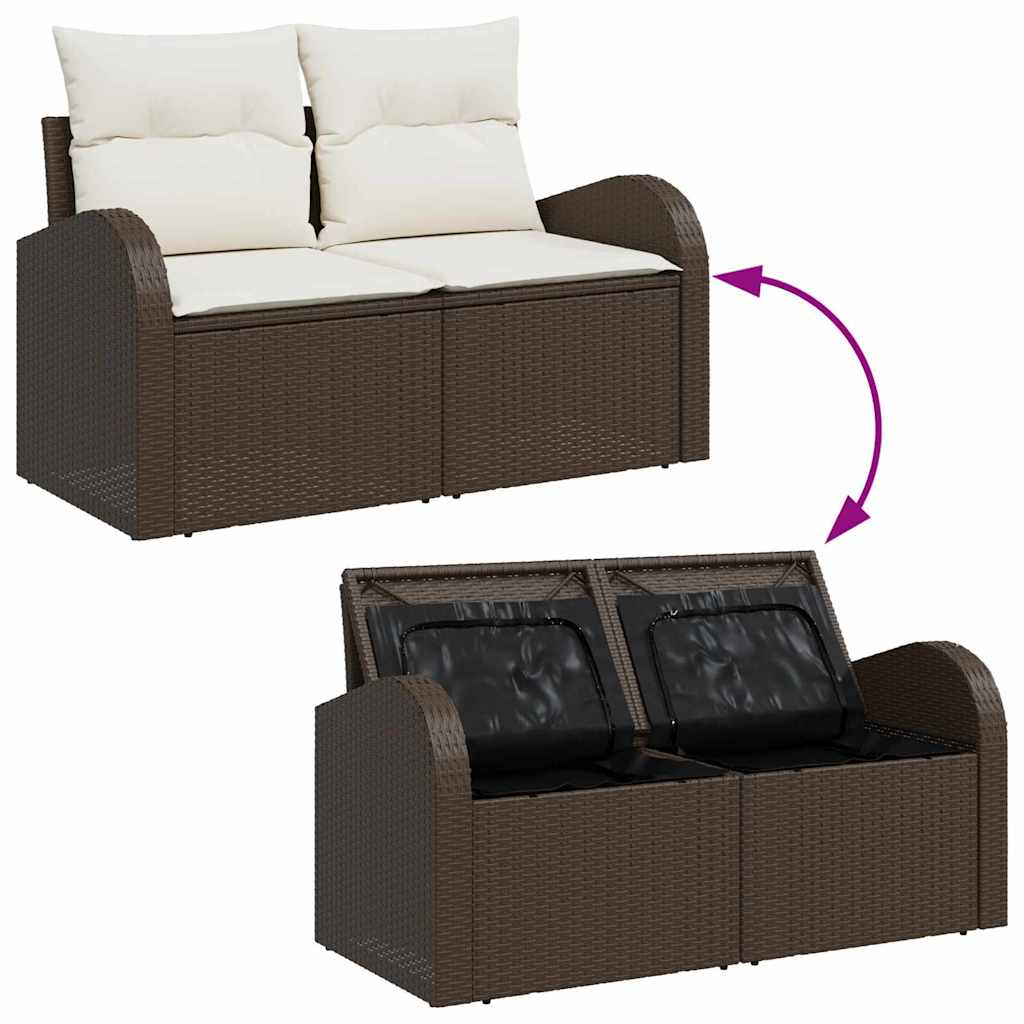 Havesofa Sæt 8 stk. 7-Antal sæder Brun og Creme polyrattan