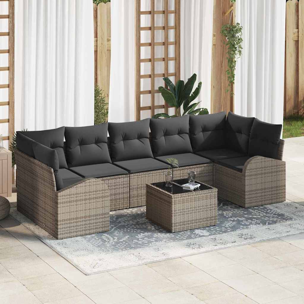 Havesofa Sæt 8 stk. 7-Antal sæder Grå polyrattan