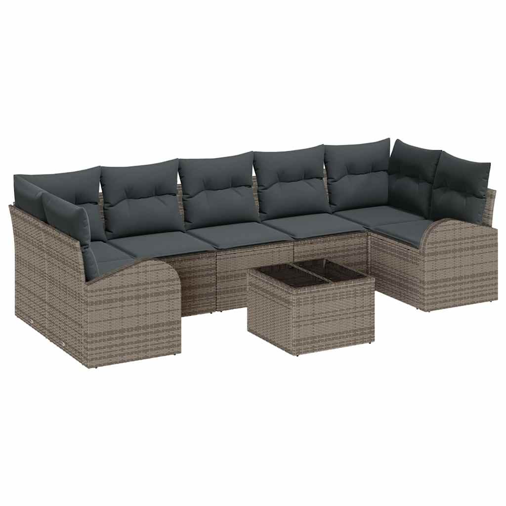 Havesofa Sæt 8 stk. 7-Antal sæder Grå polyrattan