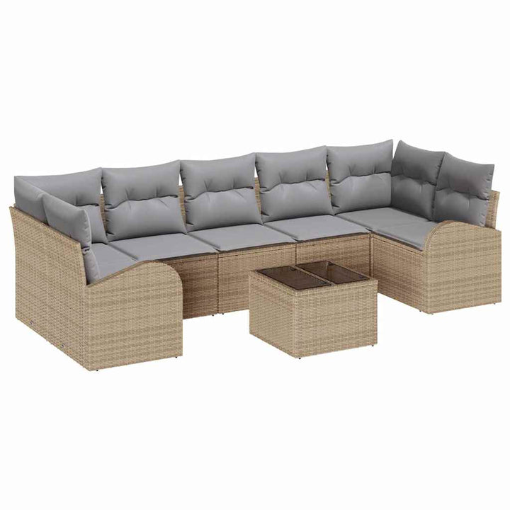 Havesofa Sæt 8 stk. 7-Antal sæder Beige og grå polyrattan