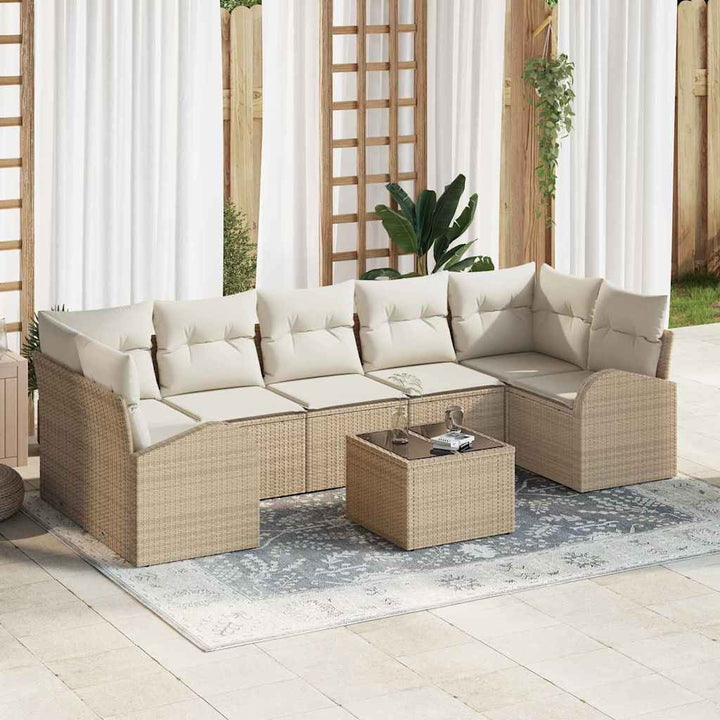 Havesofa Sæt 8 stk. 7-Antal sæder Beige og creme polyrattan