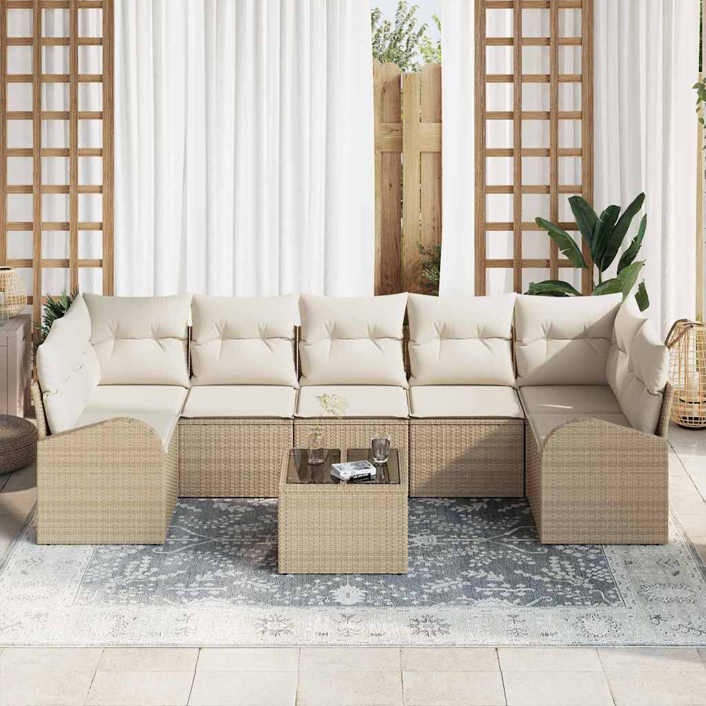 Havesofa Sæt 8 stk. 7-Antal sæder Beige og creme polyrattan