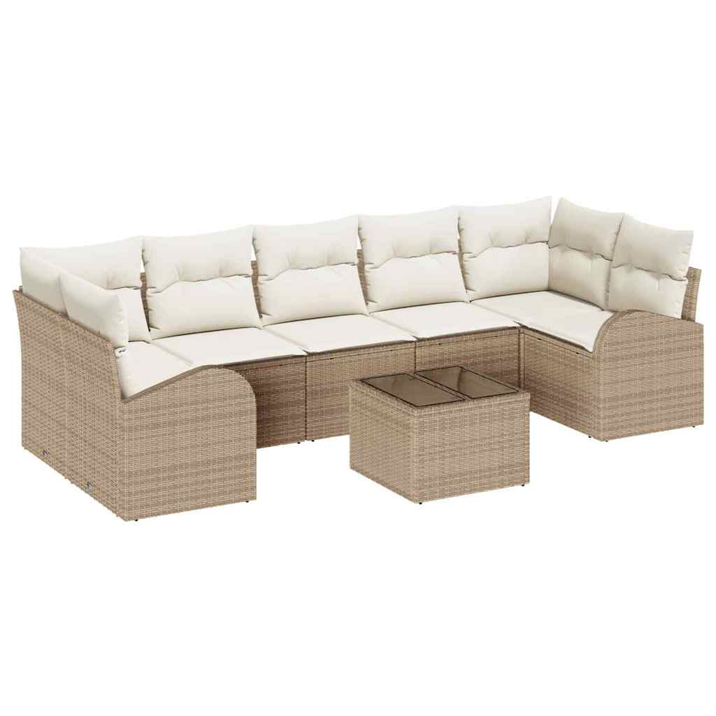 Havesofa Sæt 8 stk. 7-Antal sæder Beige og creme polyrattan